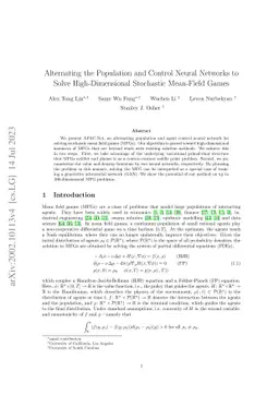 Alternating the Population and Control Neural Networks to Solve
  High-Dimensional Stochastic Mean-Field Games