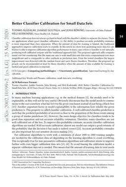 Better Classifier Calibration for Small Data Sets