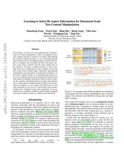 Learning to Select Bi-Aspect Information for Document-Scale Text Content
  Manipulation