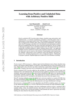 Learning from Positive and Unlabeled Data with Arbitrary Positive Shift