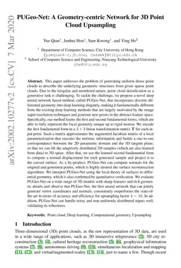 PUGeo-Net: A Geometry-centric Network for 3D Point Cloud Upsampling