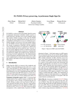 EL PASSO: Privacy-preserving, Asynchronous Single Sign-On