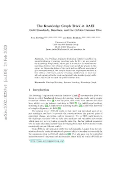 The Knowledge Graph Track at OAEI -- Gold Standards, Baselines, and the
  Golden Hammer Bias