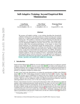 Self-Adaptive Training: beyond Empirical Risk Minimization