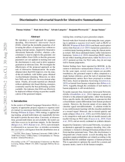 Discriminative Adversarial Search for Abstractive Summarization