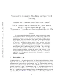 Contrastive Similarity Matching for Supervised Learning