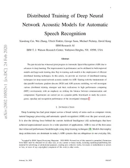 Distributed Training of Deep Neural Network Acoustic Models for
  Automatic Speech Recognition
