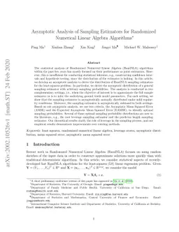 Asymptotic Analysis of Sampling Estimators for Randomized Numerical
  Linear Algebra Algorithms