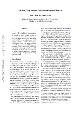 Parsing Early Modern English for Linguistic Search