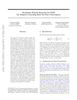 Stochastic Polyak Step-size for SGD: An Adaptive Learning Rate for Fast
  Convergence