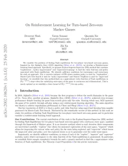 On Reinforcement Learning for Turn-based Zero-sum Markov Games