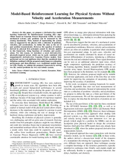 Model-Based Reinforcement Learning for Physical Systems Without Velocity
  and Acceleration Measurements