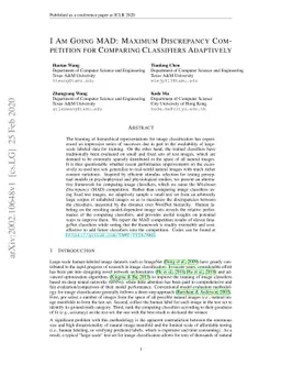 I Am Going MAD: Maximum Discrepancy Competition for Comparing
  Classifiers Adaptively