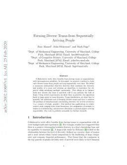 Forming Diverse Teams from Sequentially Arriving People