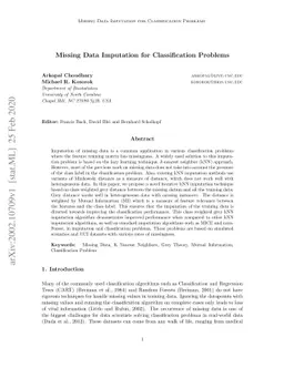 Missing Data Imputation for Classification Problems