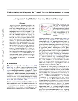 Understanding and Mitigating the Tradeoff Between Robustness and
  Accuracy