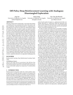 Off-Policy Deep Reinforcement Learning with Analogous Disentangled
  Exploration