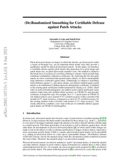 (De)Randomized Smoothing for Certifiable Defense against Patch Attacks