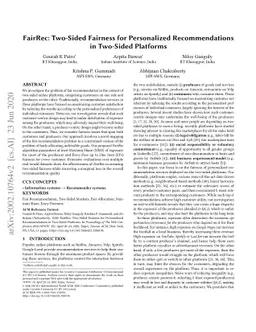 FairRec: Two-Sided Fairness for Personalized Recommendations in
  Two-Sided Platforms