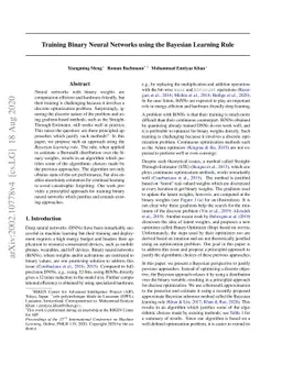 Training Binary Neural Networks using the Bayesian Learning Rule