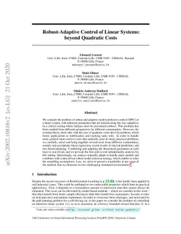 Robust-Adaptive Control of Linear Systems: beyond Quadratic Costs