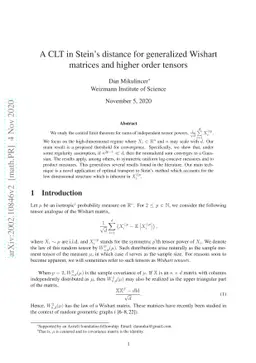 A CLT in Stein's distance for generalized Wishart matrices and higher
  order tensors