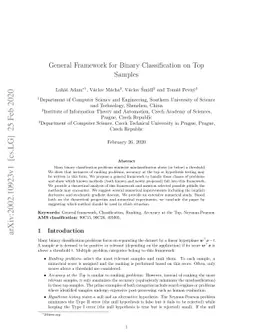 General Framework for Binary Classification on Top Samples