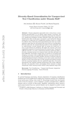 Diversity-Based Generalization for Unsupervised Text Classification
  under Domain Shift