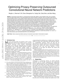 Optimizing Privacy-Preserving Outsourced Convolutional Neural Network
  Predictions