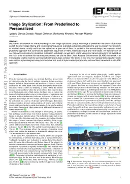 Image Stylization: From Predefined to Personalized