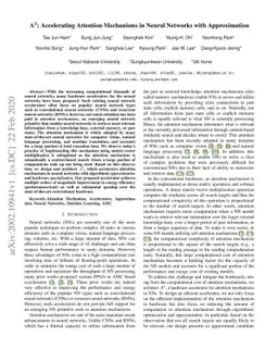 A$^3$: Accelerating Attention Mechanisms in Neural Networks with
  Approximation