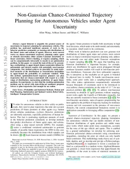 Non-Gaussian Chance-Constrained Trajectory Planning for Autonomous
  Vehicles under Agent Uncertainty