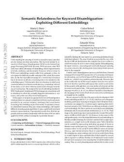 Semantic Relatedness for Keyword Disambiguation: Exploiting Different
  Embeddings