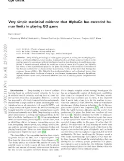 Very simple statistical evidence that AlphaGo has exceeded human limits
  in playing GO game