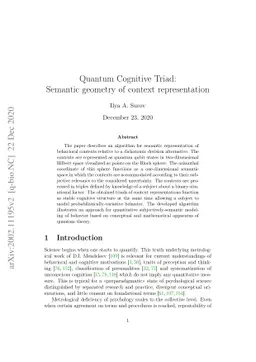 Quantum Cognitive Triad. Semantic geometry of context representation