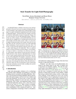 Style Transfer for Light Field Photography