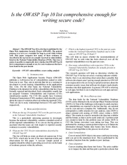 Is the OWASP Top 10 list comprehensive enough for writing secure code?