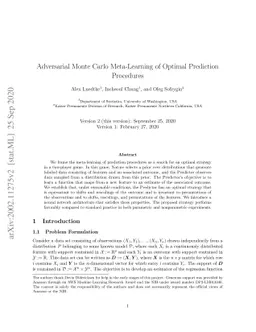 Adversarial Monte Carlo Meta-Learning of Optimal Prediction Procedures