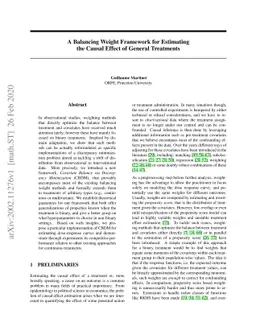A Balancing Weight Framework for Estimating the Causal Effect of General
  Treatments