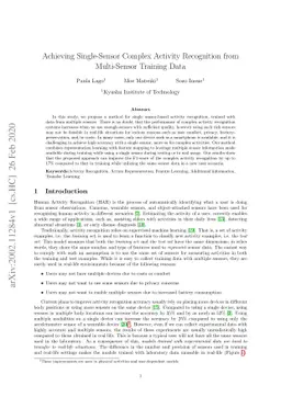 Achieving Single-Sensor Complex Activity Recognition from Multi-Sensor
  Training Data