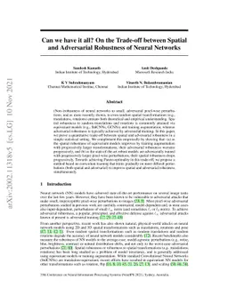 Can we have it all? On the Trade-off between Spatial and Adversarial
  Robustness of Neural Networks