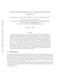 Improved Extension Protocols for Byzantine Broadcast and Agreement
