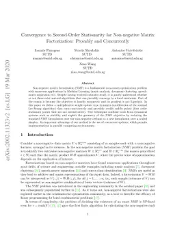 Convergence to Second-Order Stationarity for Non-negative Matrix
  Factorization: Provably and Concurrently