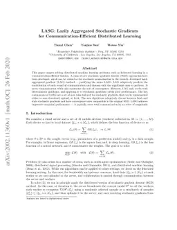 LASG: Lazily Aggregated Stochastic Gradients for Communication-Efficient
  Distributed Learning
