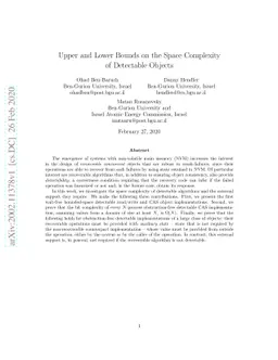 Upper and Lower Bounds on the Space Complexity of Detectable Object