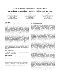 When Do Drivers Concentrate? Attention-based Driver Behavior Modeling
  With Deep Reinforcement Learning