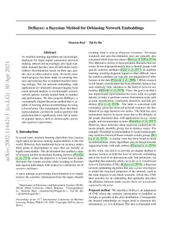 DeBayes: a Bayesian Method for Debiasing Network Embeddings