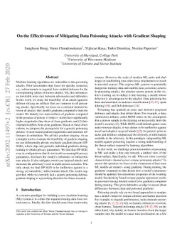 On the Effectiveness of Mitigating Data Poisoning Attacks with Gradient
  Shaping
