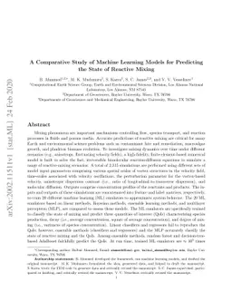A Comparative Study of Machine Learning Models for Predicting the State
  of Reactive Mixing