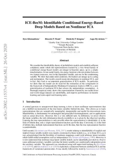 ICE-BeeM: Identifiable Conditional Energy-Based Deep Models Based on
  Nonlinear ICA